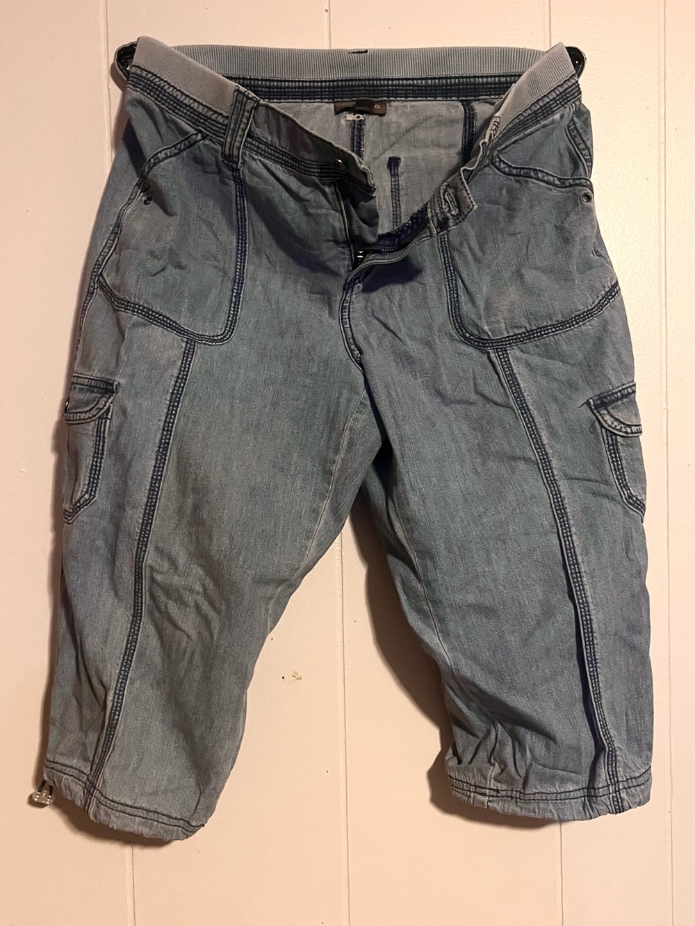 Women’s Light Blue Cargo Denim Shorts
